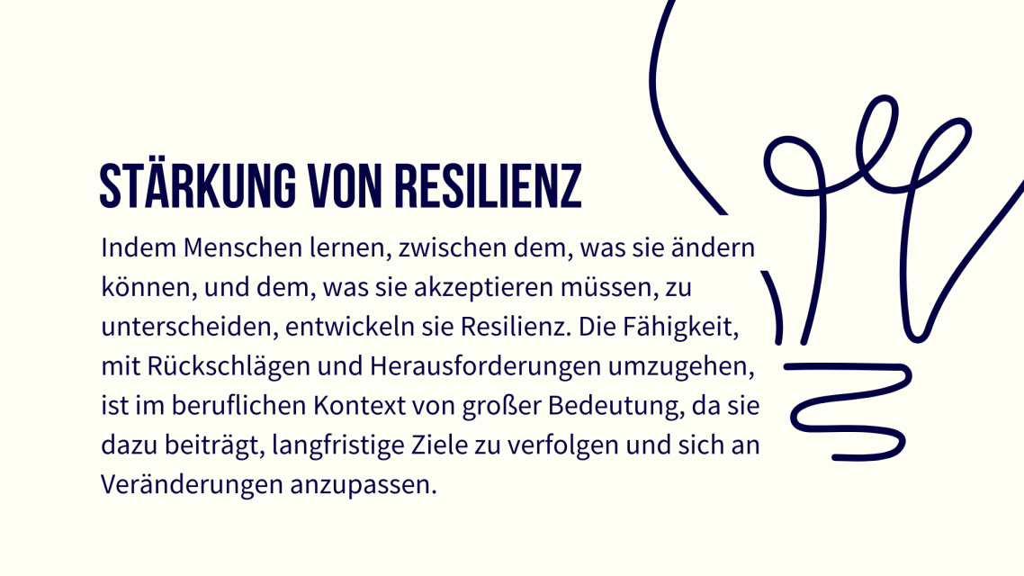 Text, der die Stärkung von Resilienz behandelt, auf einem beige Hintergrund.